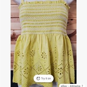 Yellow Smocked Eyelet Women's Top